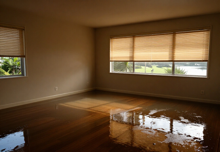 Waterlogged garage in Pitt Town before drying